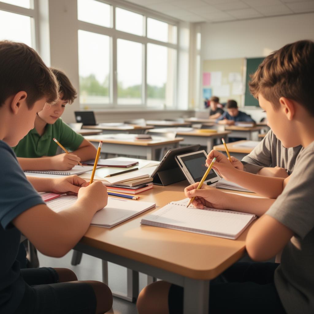 Schülerinnen und Schüler arbeiten selbstständig in der Lernzeit